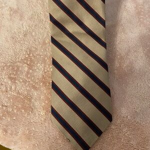 Classic Striped Men's Tie in Beige and Blue